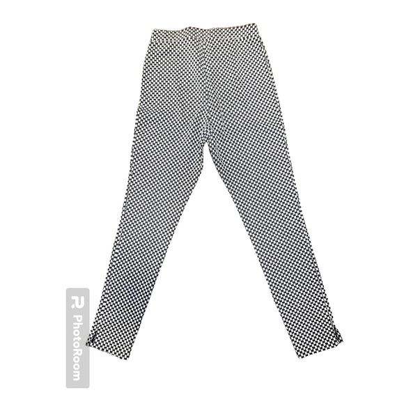 HOUNDSTOOTH HIGH WAISTED BLACK & WHITE STRETCHY PANTS SIZE M - Picture 2 of 6